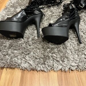 Pleaser Black Lace-Up Platform Heels